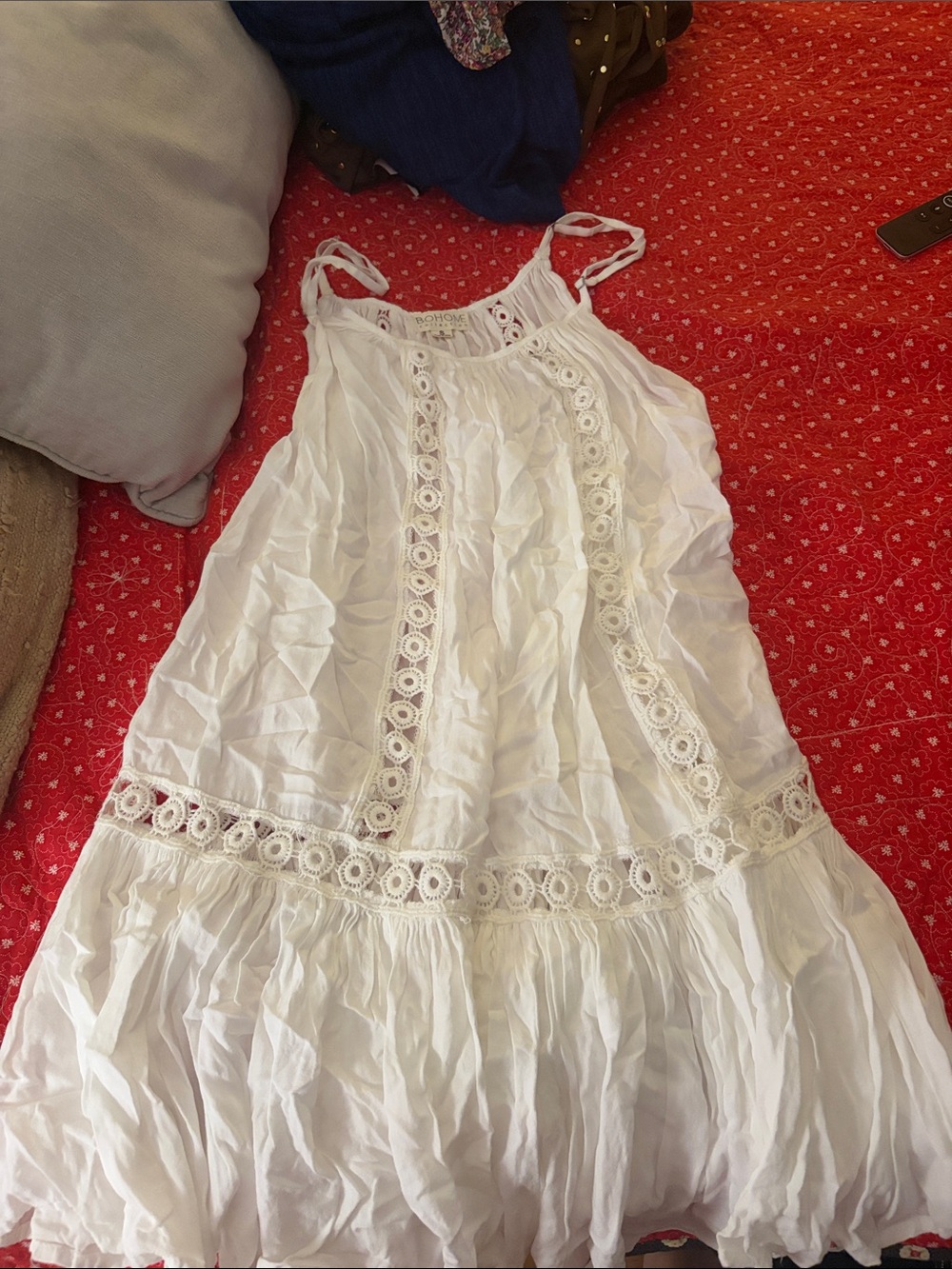 White Lace-Trim Summer Dress